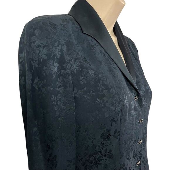 Dana Buchman Petite Black Satin Vintage Whimsigoth Cuffed Blazer Jacket 4P - Picture 4 of 16